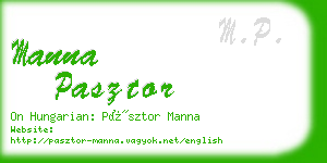 manna pasztor business card
